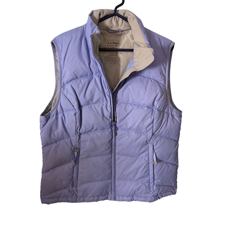 L.L.Bean Women's L Goose Down Puffer Vest Lilac Full Zip Lightweight Winter Coat